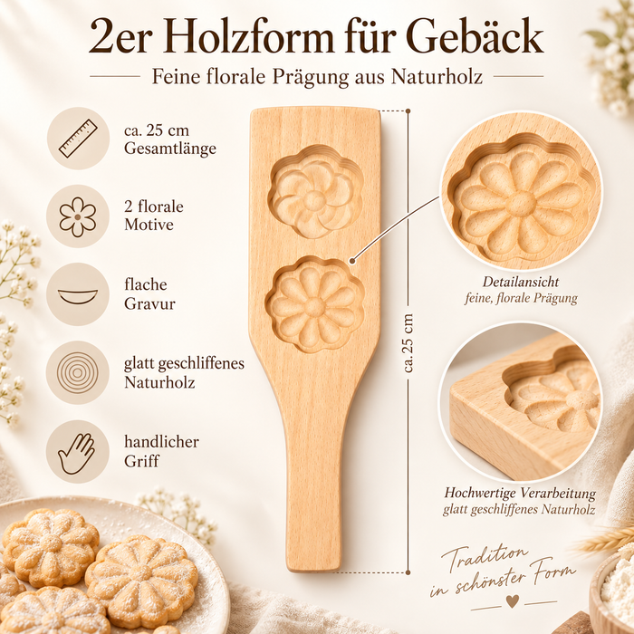 Maamoul Holzform 2 Motive | Mooncake & Gebäckpresse