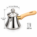 2er Coffee Pot Set silberfarben mit Griffen in Holzoptik