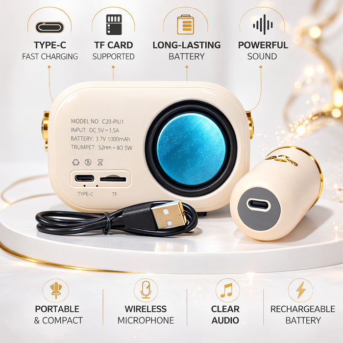 JOJOCUT Mini Bluetooth Lautsprecher mit Karaoke-Mikrofon
