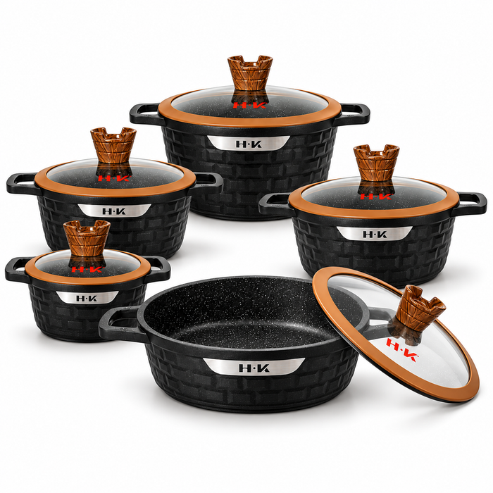 H.K Die-Cast Kochgeschirr Set mit Töpfen 20 24 28 und 32 cm