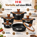H.K 10-teiliges Topfset mit Glasdeckeln und strukturiertem Design