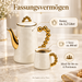 Kaffeeservice Weiß Gold für sechs Personen mit dekorativen Kugelhenkeln