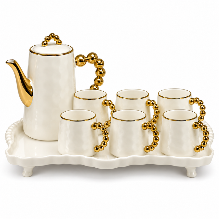 Serviertablett Weiß ca 41 x 20 cm für Kaffee und Teeservice