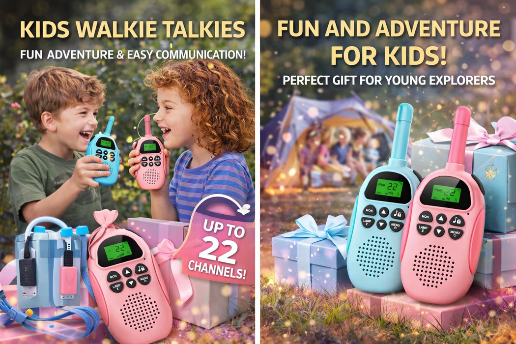 Kinder Walkie-Talkie 2er Set – Wiederaufladbar Rosa & Blau
