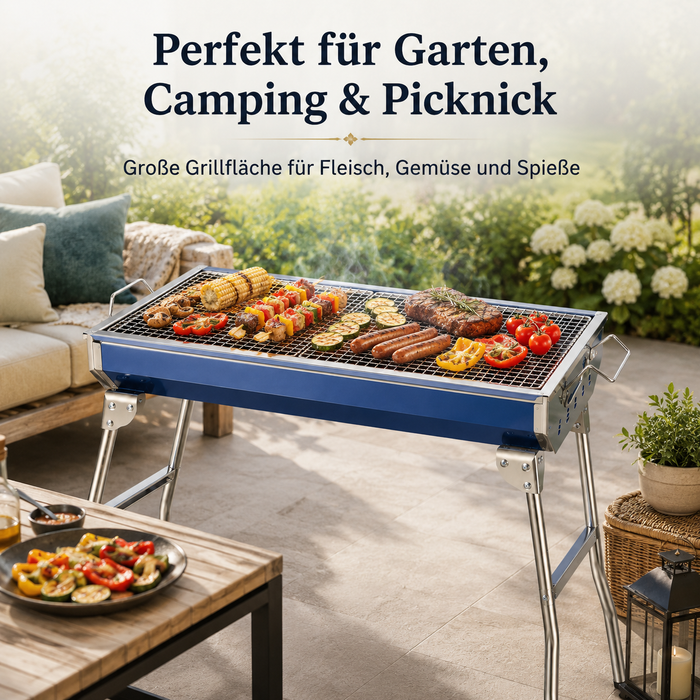 Tragbarer Holzkohlegrill klappbar BBQ Grill Edelstahl