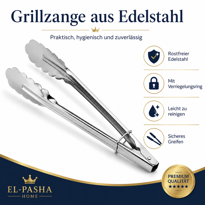 2x Grillzange Edelstahl BBQ Küchenzange Servierzange Grillbesteck Set