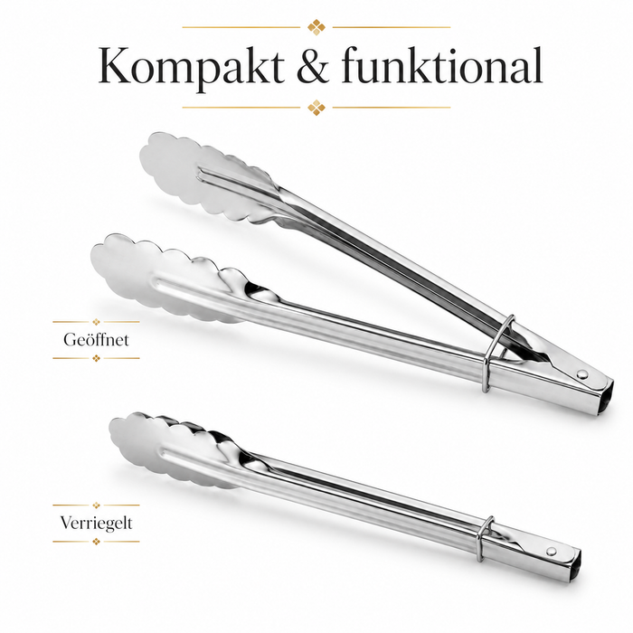 2x Grillzange Edelstahl BBQ Küchenzange Servierzange Grillbesteck Set