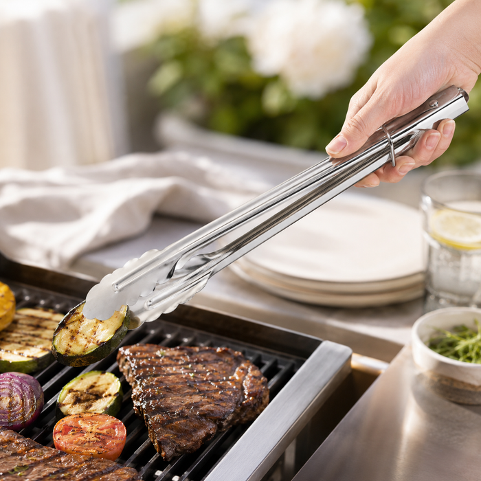 2x Grillzange Edelstahl BBQ Küchenzange Servierzange Grillbesteck Set