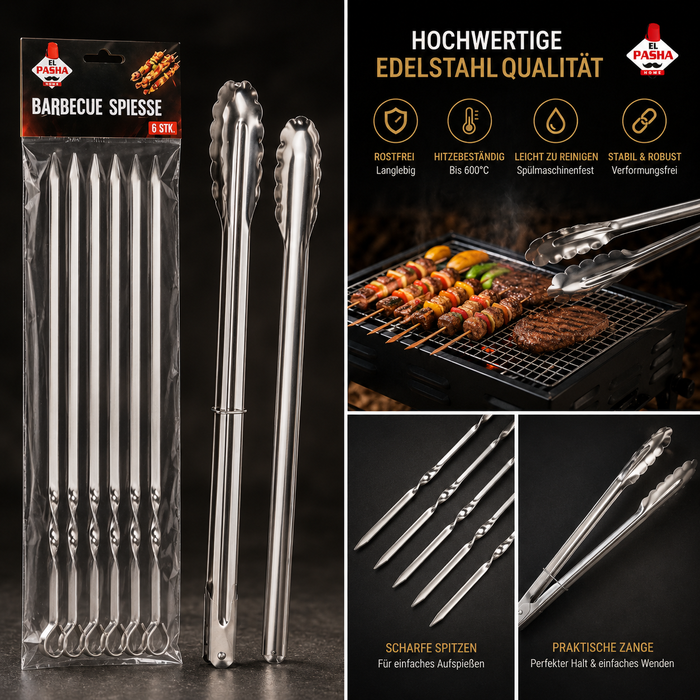 2x Grillzange Edelstahl BBQ Küchenzange Servierzange Grillbesteck Set