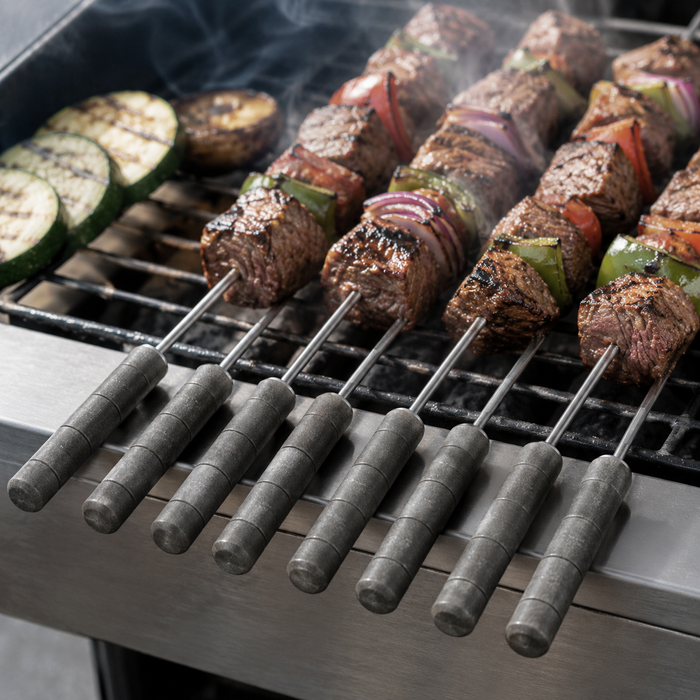 6x BBQ Grillspieße Edelstahl Schaschlikspieße für Fleisch Gemüse