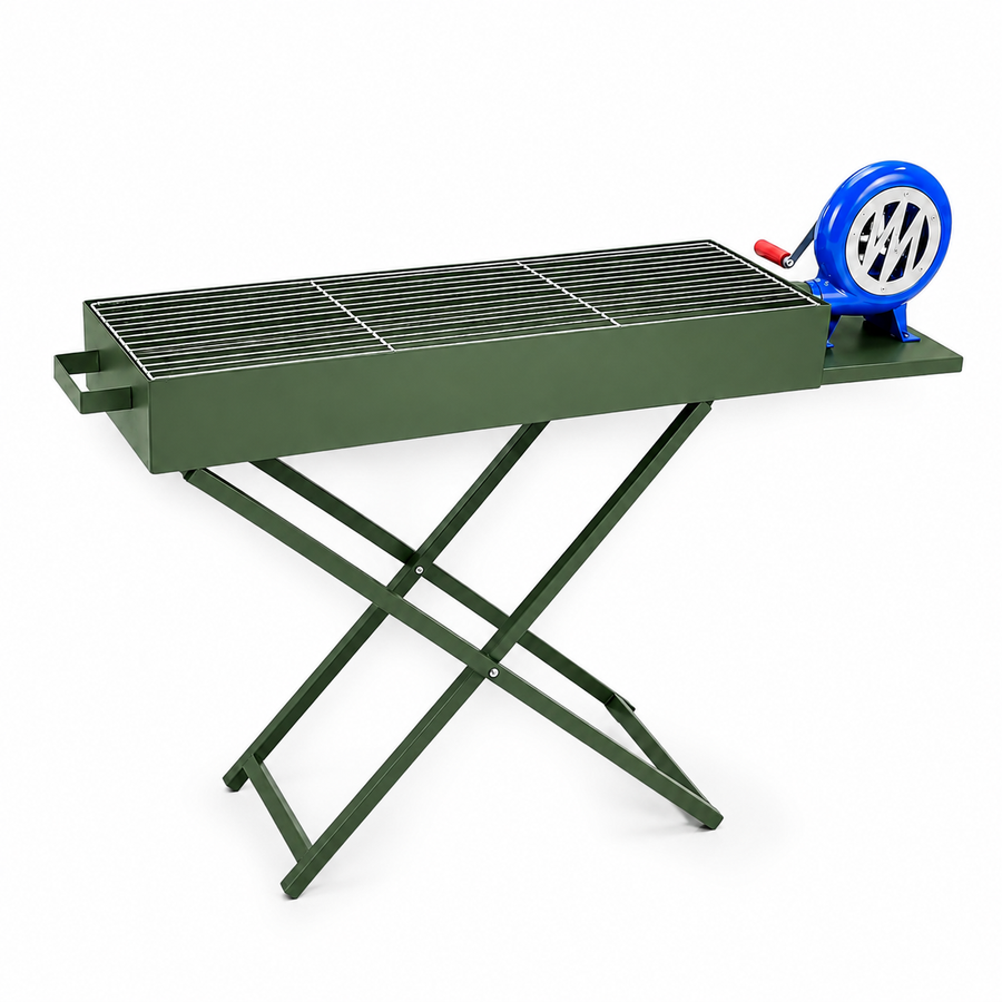 Klappbarer Holzkohlegrill mit Luftbläser Grillrost Camping Garten