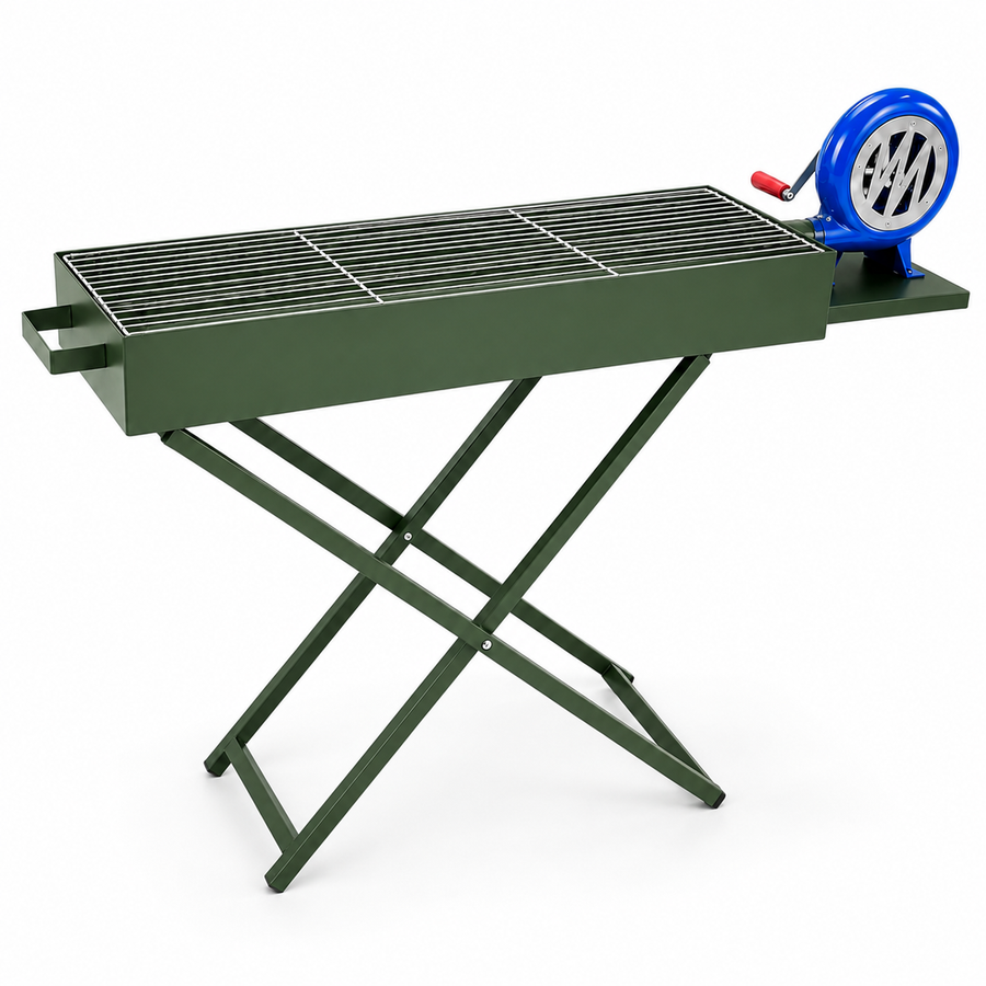 Holzkohlegrill klappbar 105 cm mit Luftbläser 80 x 30 cm