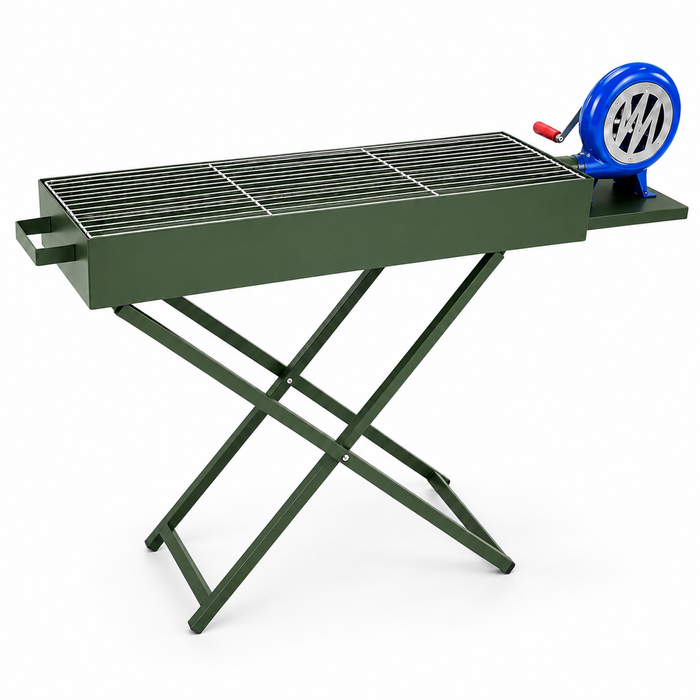 Holzkohlegrill klappbar 105 cm mit Luftbläser 80 x 30 cm