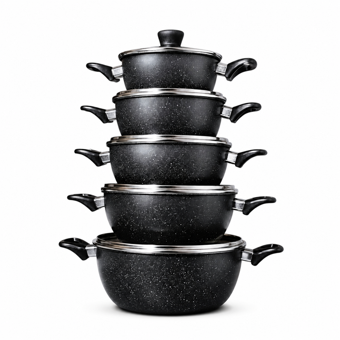 HotChef 5-teiliges Kochgeschirr Set in Schwarz