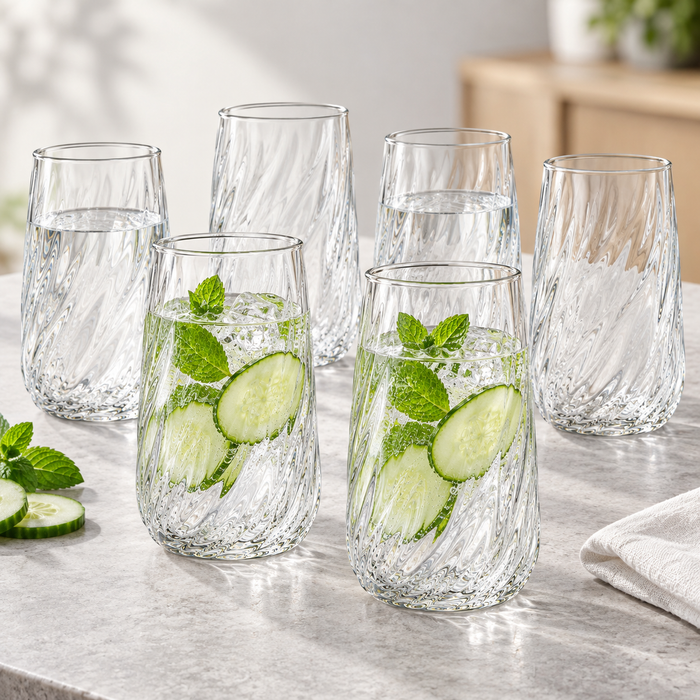 DIAMONDS Longdrinkglas 635 ml transparent mit Spiralstruktur