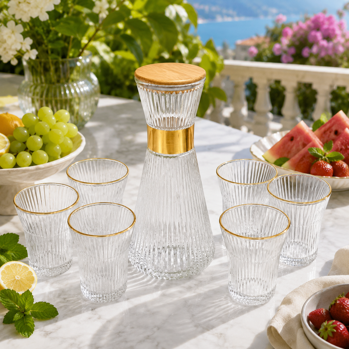 Delta Vaisselle Wasserset mit Glaskaraffe und 6 Trinkgläsern