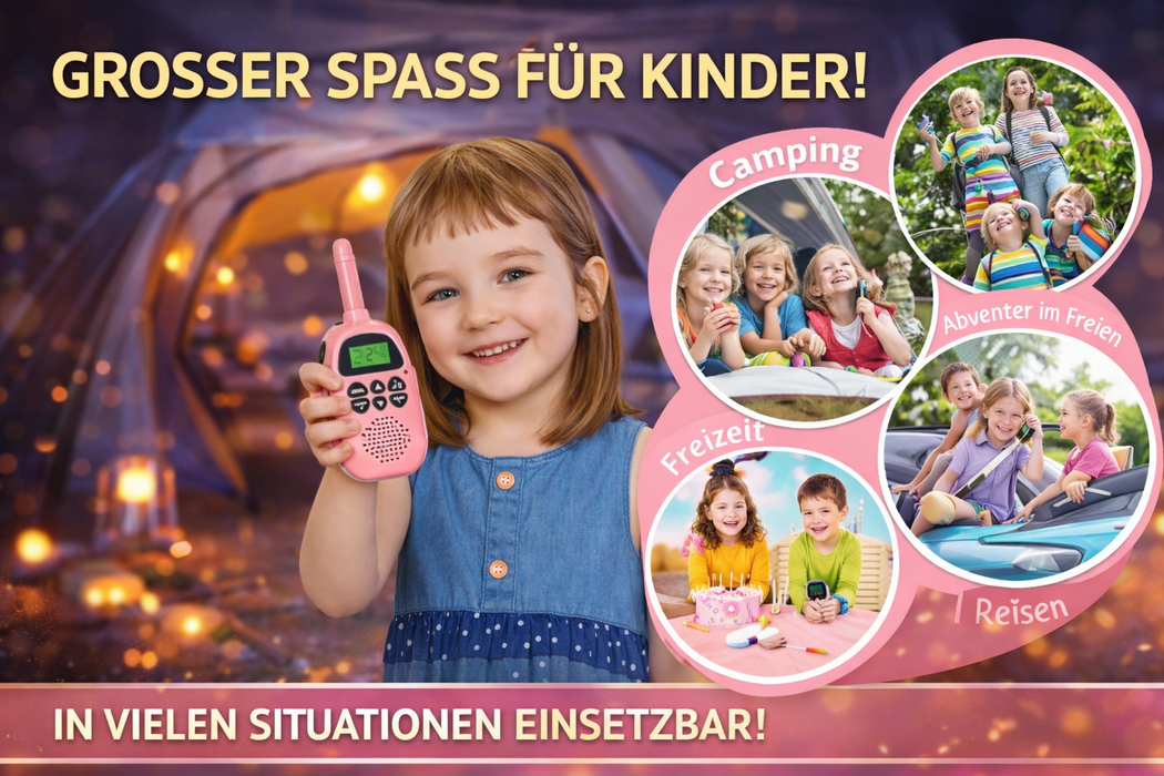 Kinder Walkie-Talkie 2er Set – Wiederaufladbar Rosa & Blau