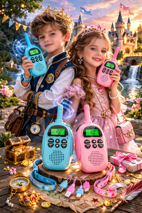 Kinder Walkie-Talkie 2er Set – Wiederaufladbar Rosa & Blau