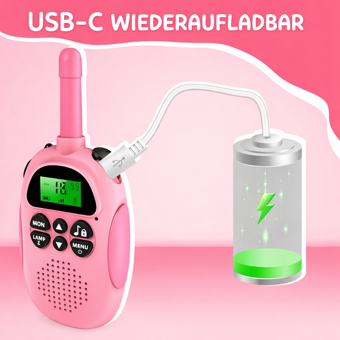 Kinder Walkie-Talkie 2er Set – Wiederaufladbar Rosa & Blau