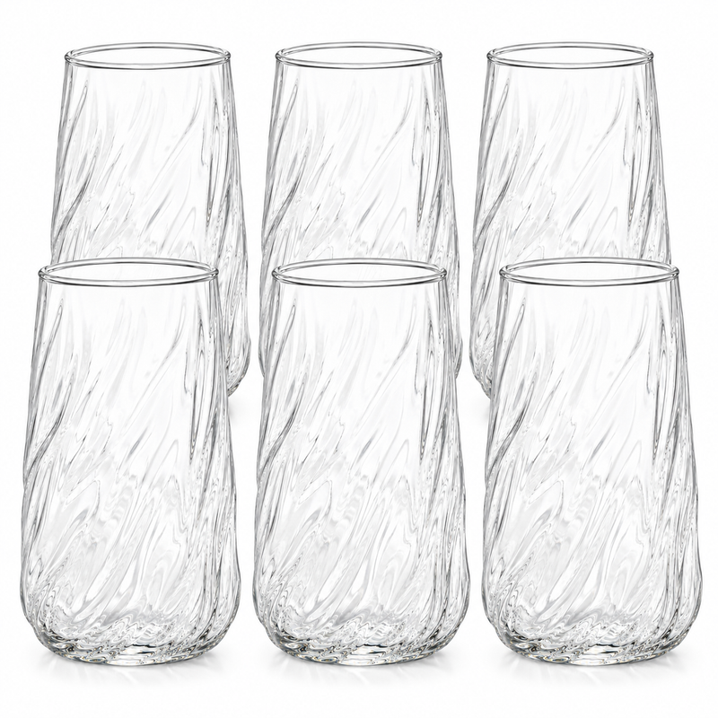 Großes transparentes DIAMONDS Trinkglas 635 ml mit gedrehter Glasstruktur