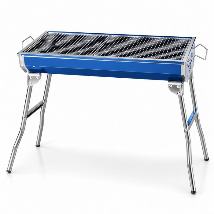 Holzkohlegrill klappbar 73x33cm BBQ Grill tragbar Garten Balkon Edelstahlrost