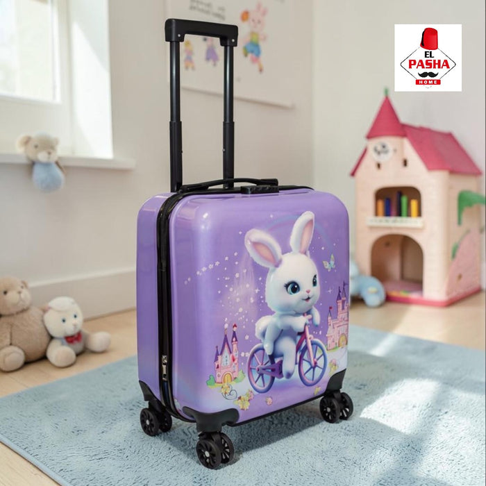 Kinder Trolley Koffer Lila 42 cm mit Hasenmotiv | EL-PASHA HOME