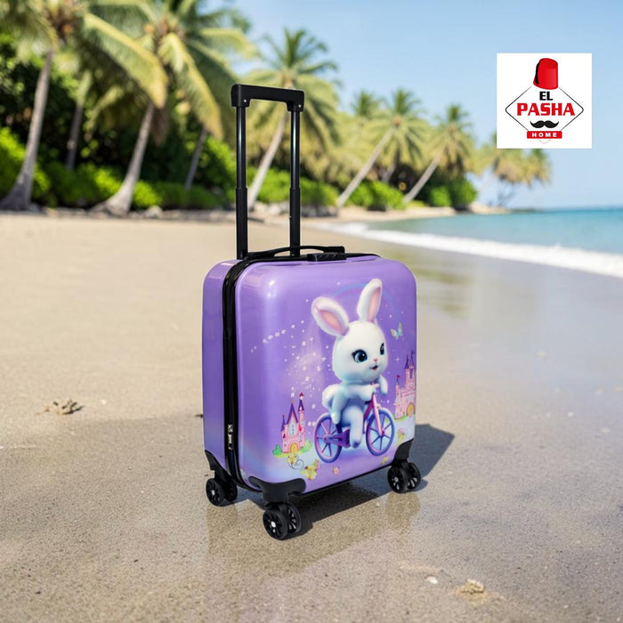 Kinder Trolley Koffer Lila 42 cm mit Hasenmotiv | EL-PASHA HOME