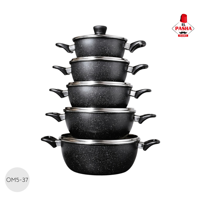 HotChef 5-teiliges Kochgeschirr Set in Schwarz