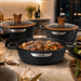 H.K Granite Topfset 10-teilig Schwarz mit fünf Glasdeckeln