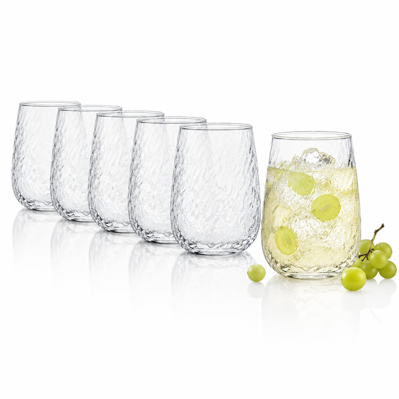 Sechs DIAMONDS Trinkgläser mit je 535 ml und bauchiger Form