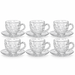 Transparente Glastasse 210 ml mit passender Glasuntertasse und Reliefdesign