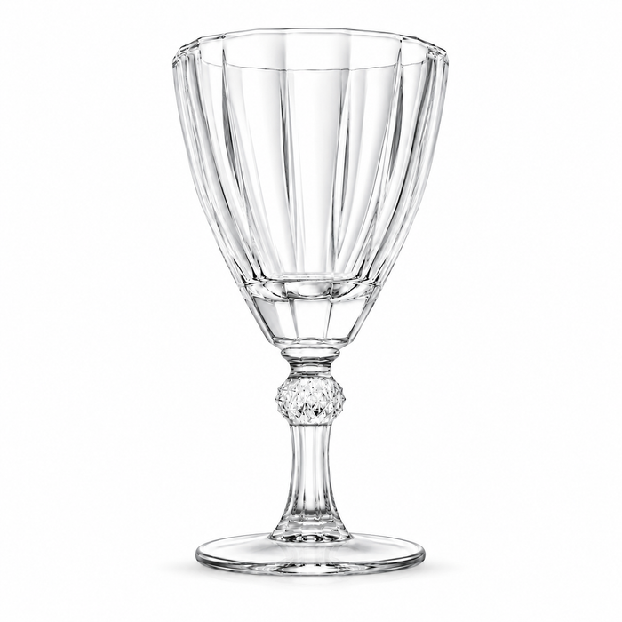 Transparentes Weißweinglas mit vertikalen Rillen, ca. 245 ml Fassungsvermögen und 18,5 cm Höhe