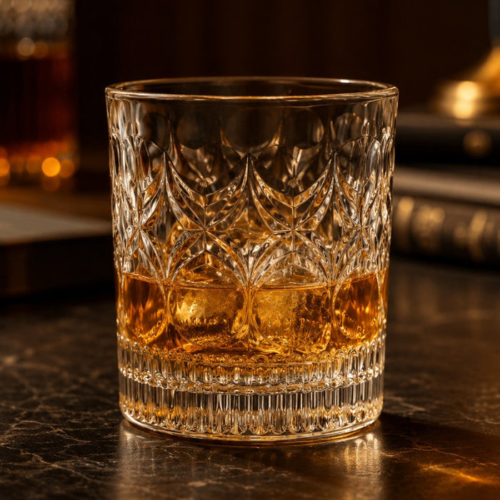Trinkglas 320 ml transparent mit geometrischer Reliefstruktur