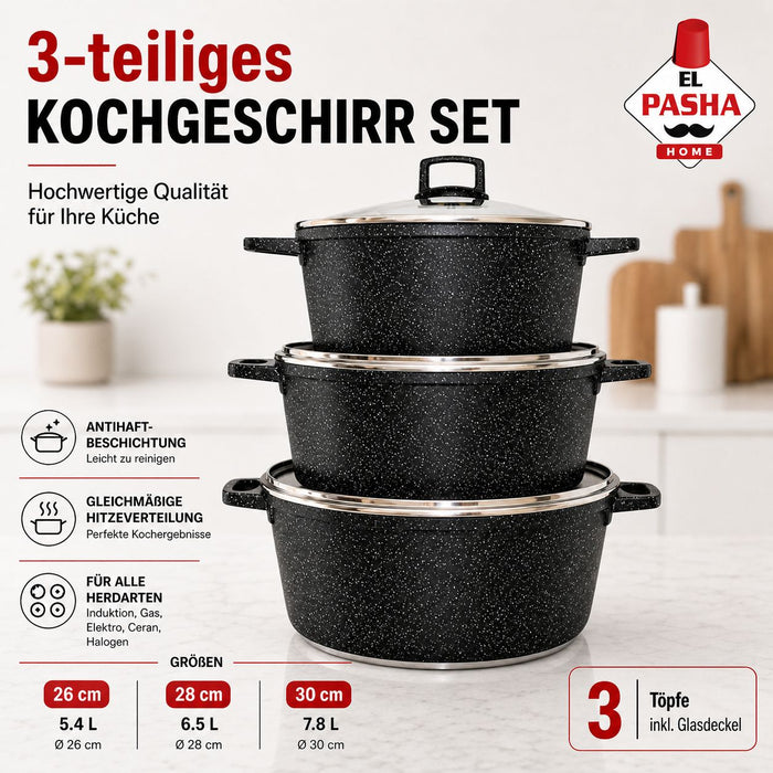 UAKEEN Granit Kasserollen Set VK-356