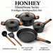 HONHEY 24 cm Bratpfanne Aluguss schwarz mit Holzoptik Griff