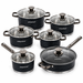 zeiplteir Z-6612 Topfset 12-teilig Edelstahl Schwarz Silber