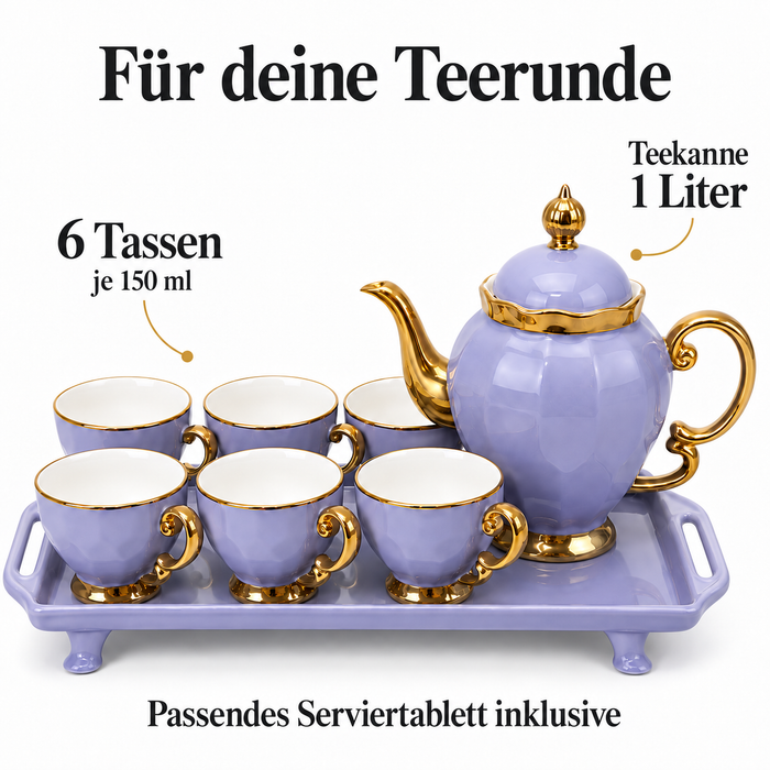 Kaffee- und Teeservice Keramik Flieder Gold für 6 Personen